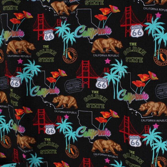California Bear & Route 66 Print Scrub Top - Size Small - Picture 3 of 8